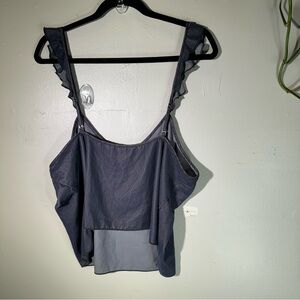 Victoria's Secret Dusty blue crop camisole ruffle strap soft velour XL romantic